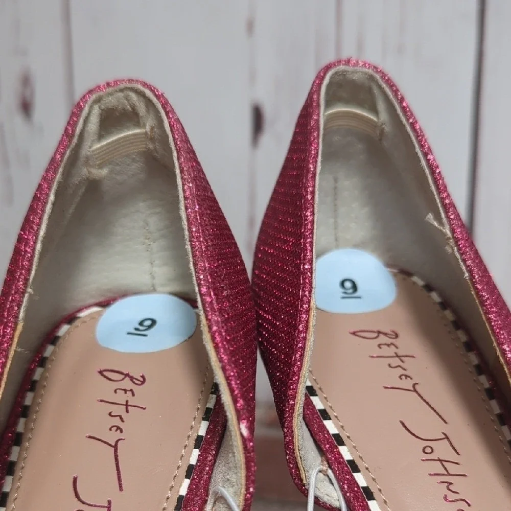 Betsey Johnson Pink Glitter Bow High Heels Party Birthday Coquette Girly 9 NWOT - Picture 12 of 15